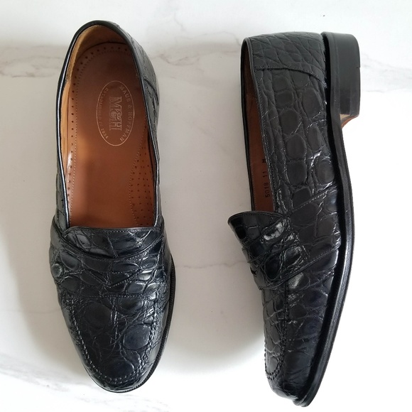 Maus & Hoffman Other - Maus & Hoffman Black Crocodile Slip Ons Loafers